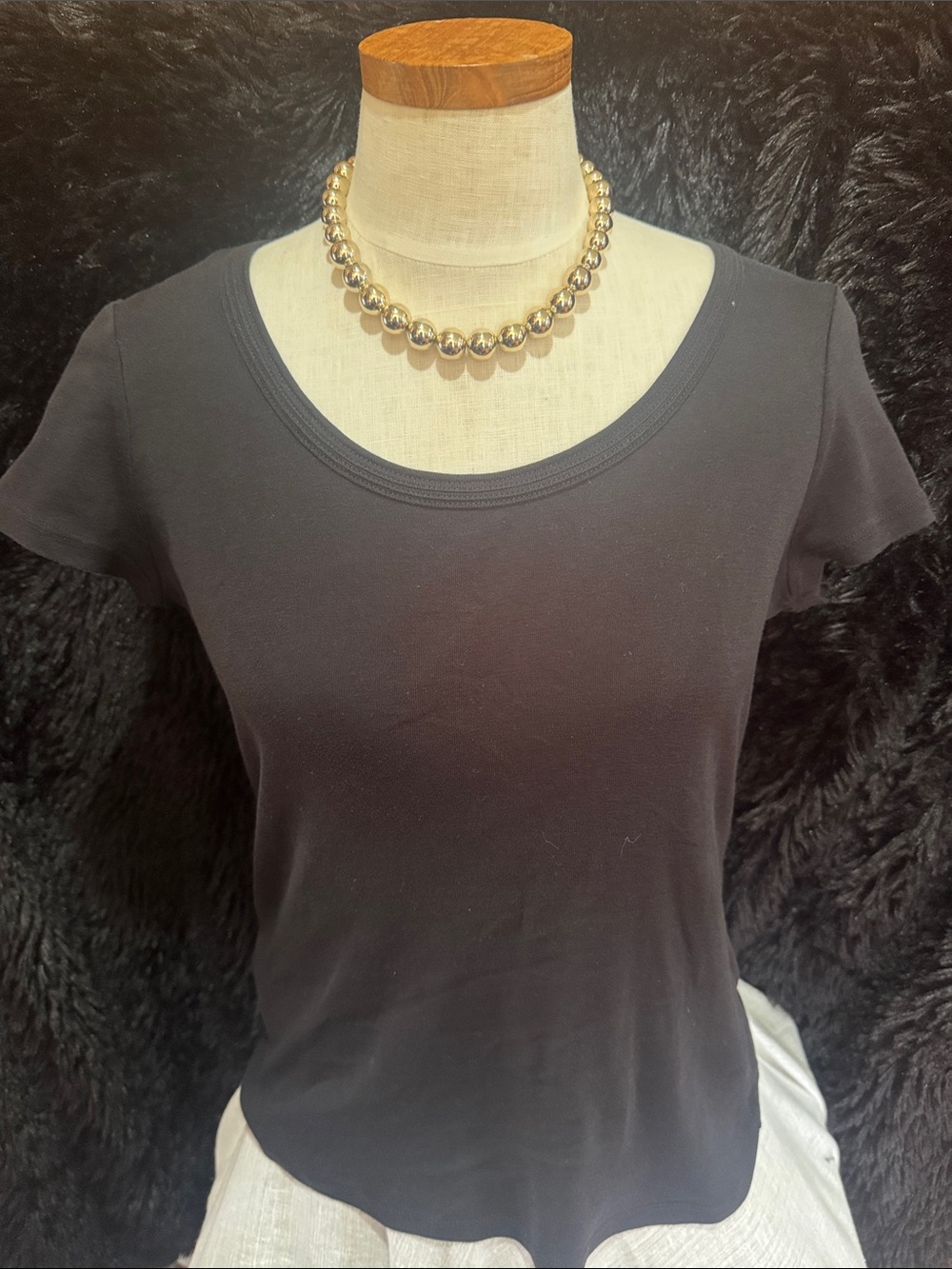 Talbots Black Scoop Neck Short Sleeve Tee